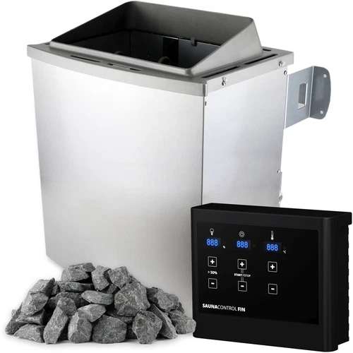 SULENO Saunaofen PORI 9,0 kW Edelstahl +  Saunasteine + Saunasteuerung
