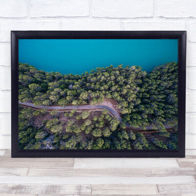 Von oben V Antenne Wald Bäume Wälder grüne Perspektive Straße Weg Wandkunstdruck