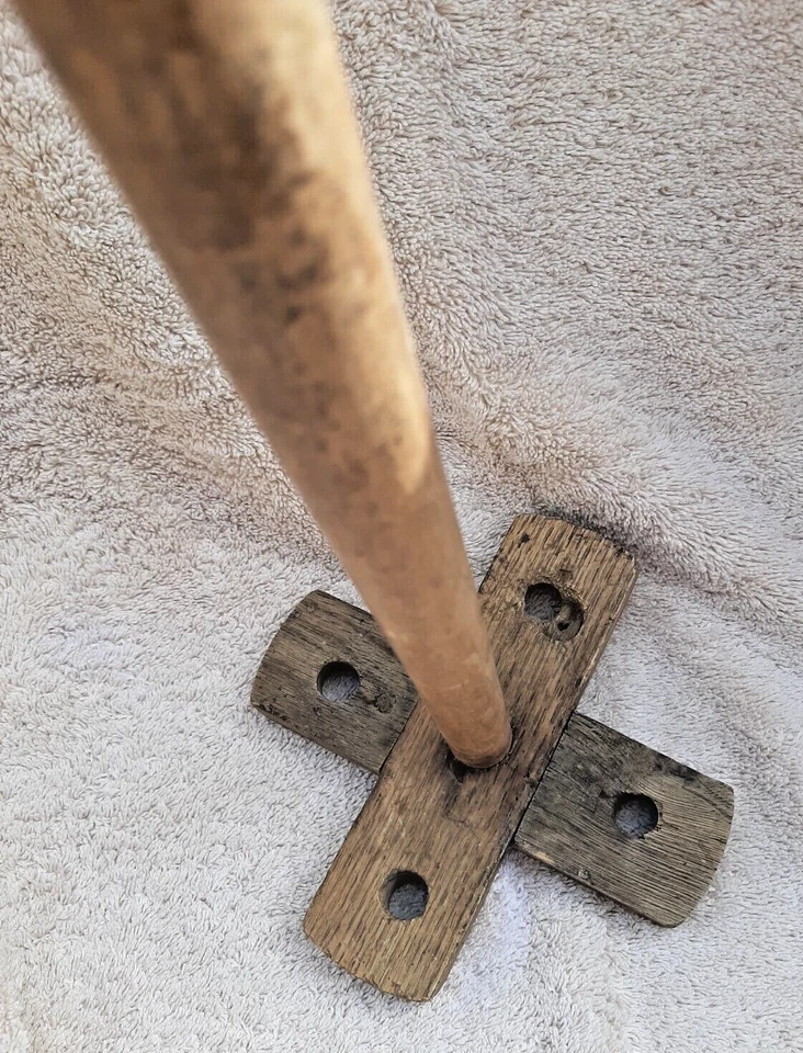 VTG ANTIQUE WOODEN BUTTER CHURN CROCK DASHER PLUNGER STONEWARE MASHER PRIMITIVE - Image 2 of 4