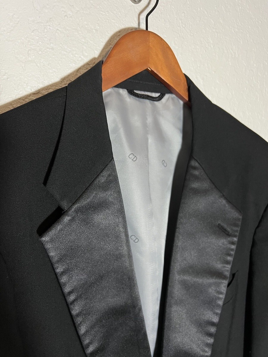 Vintage Christian Dior Tuxedo Jacket Black Satin Lapel Vintage Christian Dior Tuxedo Jacket Black Satin Lapel