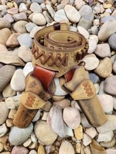 Gun Holster Belt Western Leather Revolver Pistol Tooled .22 .38/357 .44/45 Cal