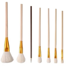 7pcs Pottery Glaze Brushes, Wood Long Handle Pottery Glaze Brushes Ceramic 