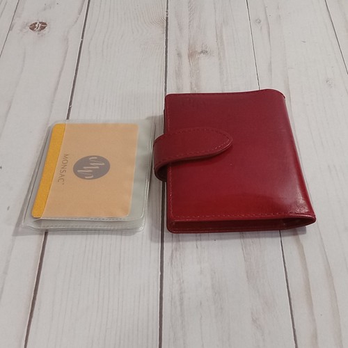 Monsac Red Leather Card / Photo Holder 4.25"x 3.25" Retro/90s SHIPS FREE - Picture 10 of 11