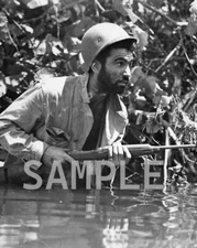Marine moves thru swamp near Hill 660 World War II WWII WW2 8x10 Photo 126c