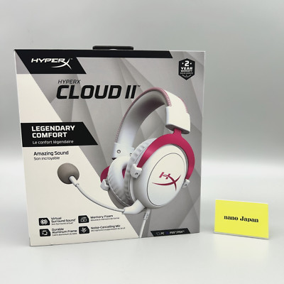 HyperX Cloud II Pink Gaming Headset 7.1 Virtual Surround Sound 4P5E0AA Used JP