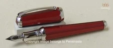 MONTEGRAPPA PICCOLA ROSSA WITH PLATINUM PLATED FOUNTAIN PEN 18K SOLID GOLD NIB !