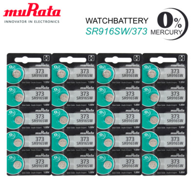 20 Pcs New Made in Japan Murata 373 SR916SW Coin Cell Watch Battery 1.55V