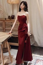 Sexy Women Slim Fit Side slit Falbala Fishtail Cocktail Party Evening Long dress