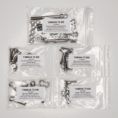 Kit visserie moto inox carter Yamaha TX XS 650 pièces de rechange 73-74