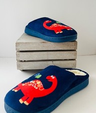 GUC Soft Toddler Baby Boy Shoes Dinosaurs Blue Slippers Size 2-2.5 Y