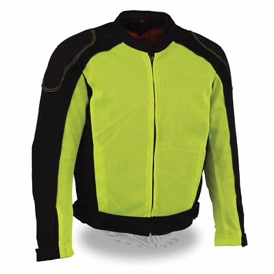 Mens Motorcycle Biker High Visibility Riding Mesh Jacket with