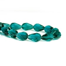 Teal Green 15mm Wholesale Teardrop Faceted Glass Beads G31498 - 10, 20 Or 50PCs