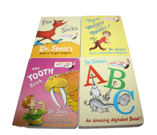 Dr. Seuss Bright & Early Board Books Lot Of 4 Fox In Sox ABC Wocket Tooth Book - Picture 2 of 3