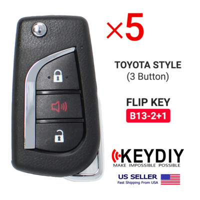 5x KEYDIY Universal Car Flip Remote Key Toyota Style B-Series 3 Buttons B13-2+1
