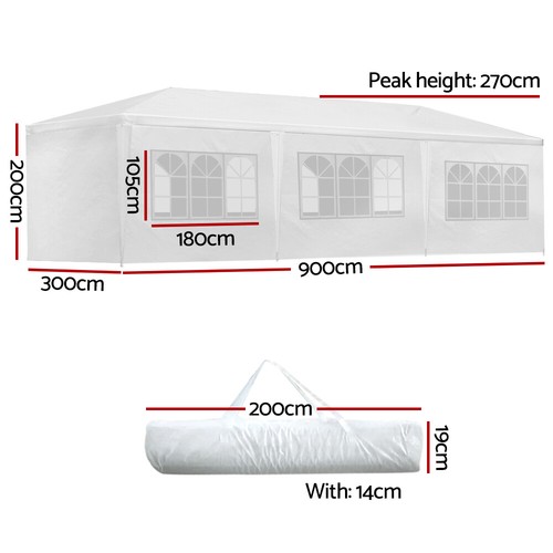 Gazebo 3x9m Marquee Wedding Party Tent Outdoor Camping Pergolas Canopy 8 Panel - Picture 6 of 7
