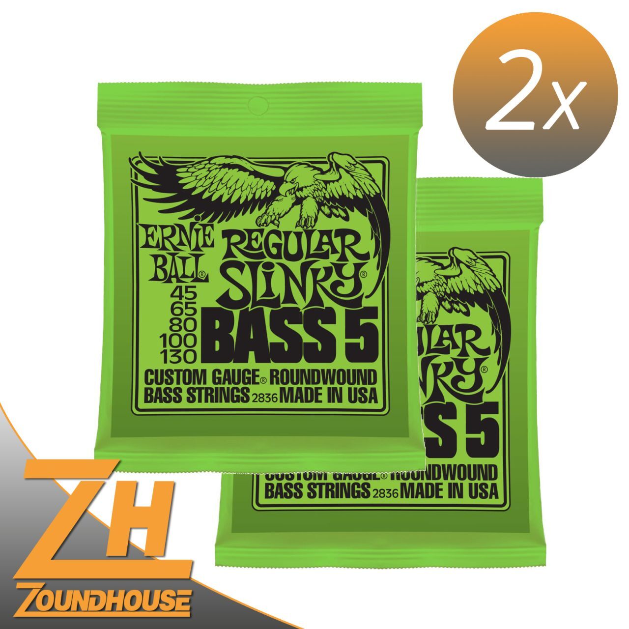 ERNIEBALL 2 x EB2836 Обычный обтягивающий бас 5 Satz 045-130
