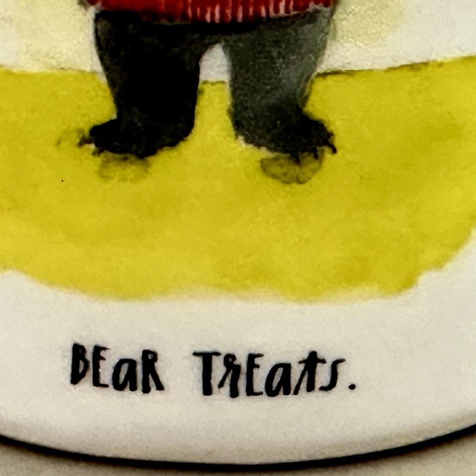 Rae Dunn Winter BEAR TREATS Canister w Lid Bear Wearing Sweater Cookie