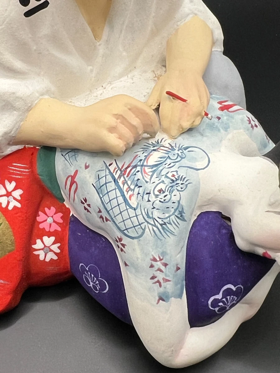 Hakata doll Shunga doll Art Old man tattoo Geisha japanese vintage 