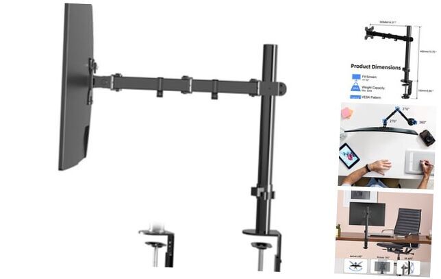 Single Monitor Arm,Single Monitor Desk Mount,Adjustable 15.75in tall 1 monitor