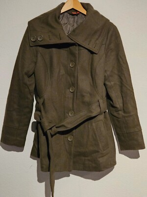 Esprit button down peacoat with belt(dark green)