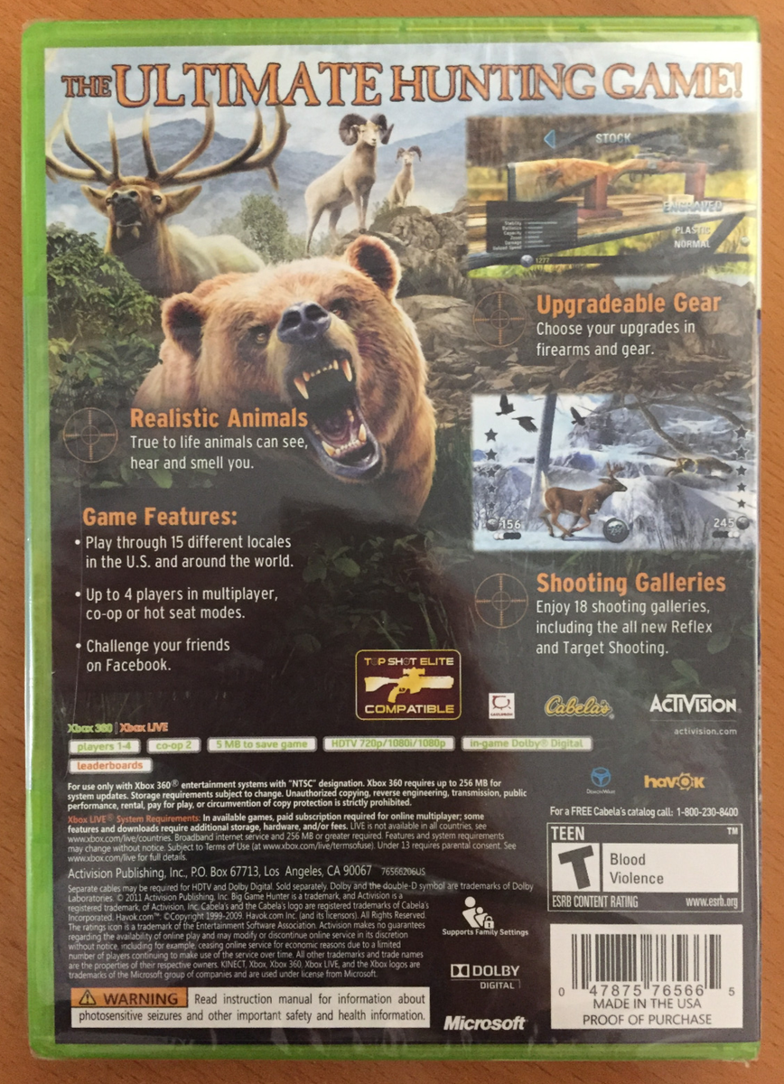Cabela's Big Game Hunter 2012 (Microsoft Xbox 360, 2011) for