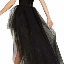High Low High Waist Tutu Princess Wedding Long Skirt Women Mesh Tulle Dress