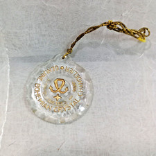 Lampadario vintage originale cristallo di Boemia cartellino da appendere o tirare Cecoslovacchia 1,5"