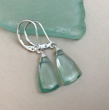 NEW SUNDANCE CHARM AQUAMARINE QUARTZ HANDMADE EARRINGS ARTISAN STERLING SILVER