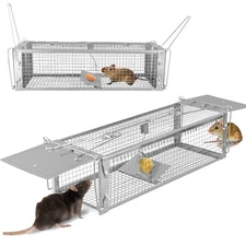 16"Dual Door Humane Animal Trap Cage for Live Rodent Control Rat Squirrel Raccon