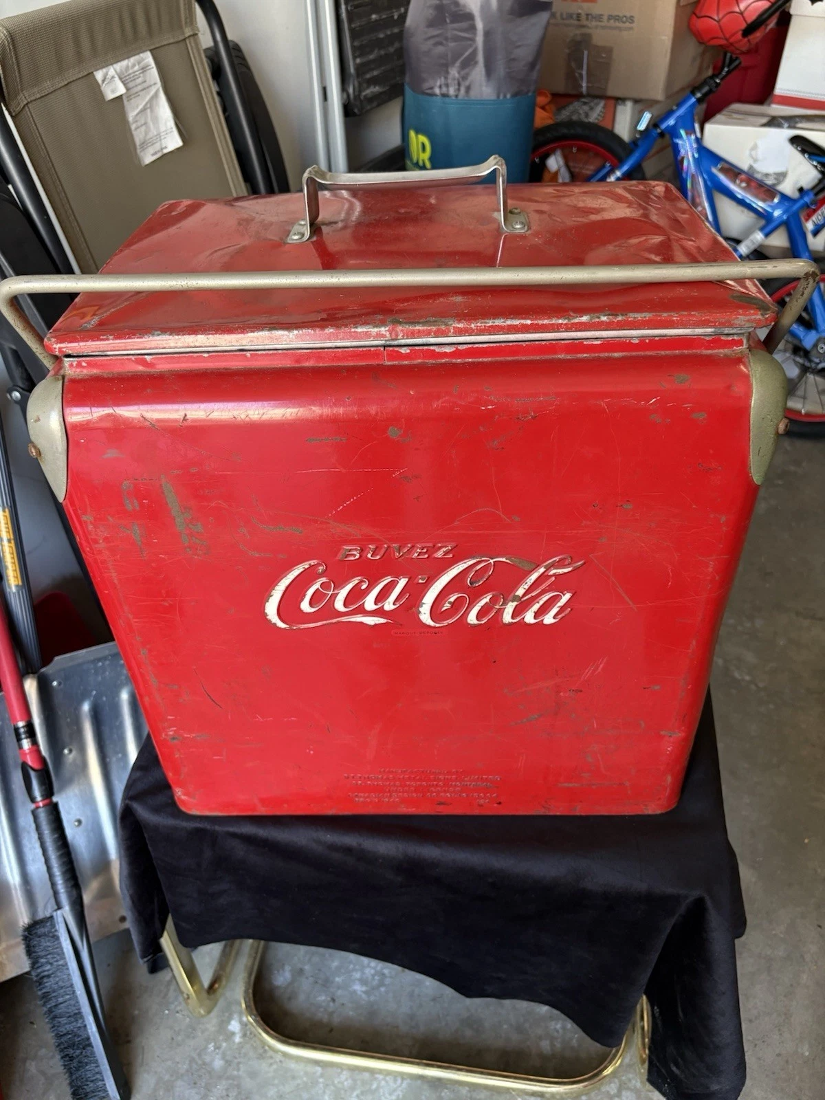 Vintage 1950s Original Action MFG Coca Cola Large Metal Cooler W/ Tray RARE