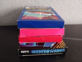 Atari 2600 Games: Winter Games, Space Invaders, Dodge 'Em, Superman. CIB Tested