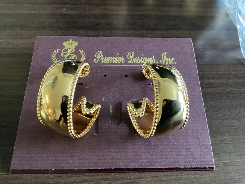 Premier Designs Gold Tone Ribbon Hoop Earrings - Image 2 of 4