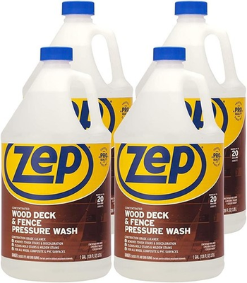 #ad Zep Wood Deck and Fence Pressure Wash Cleaner Concentrate 1 Gallon Each 4 PACK $31.99