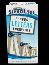 Artskills Multi-size Stencil Set 6”Jumbo 3”Title 2”Detail New In Box