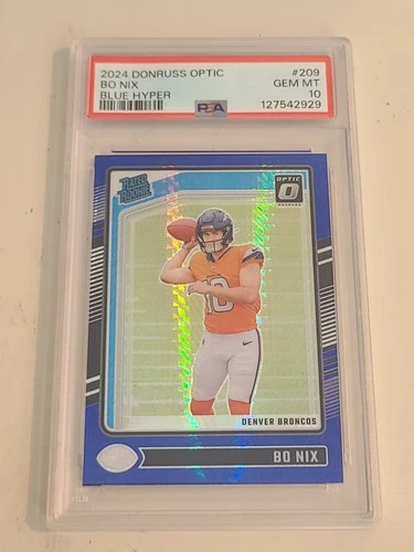 2024 Donruss Optic Football Bo Nix Blue Hyper Rookie #209 PSA 10 GEM MINT!!