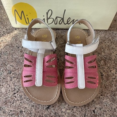 NIB Mini Boden Girls Fun Leather Pink Butterfly Sandals Sz EU 25 US 9 New
