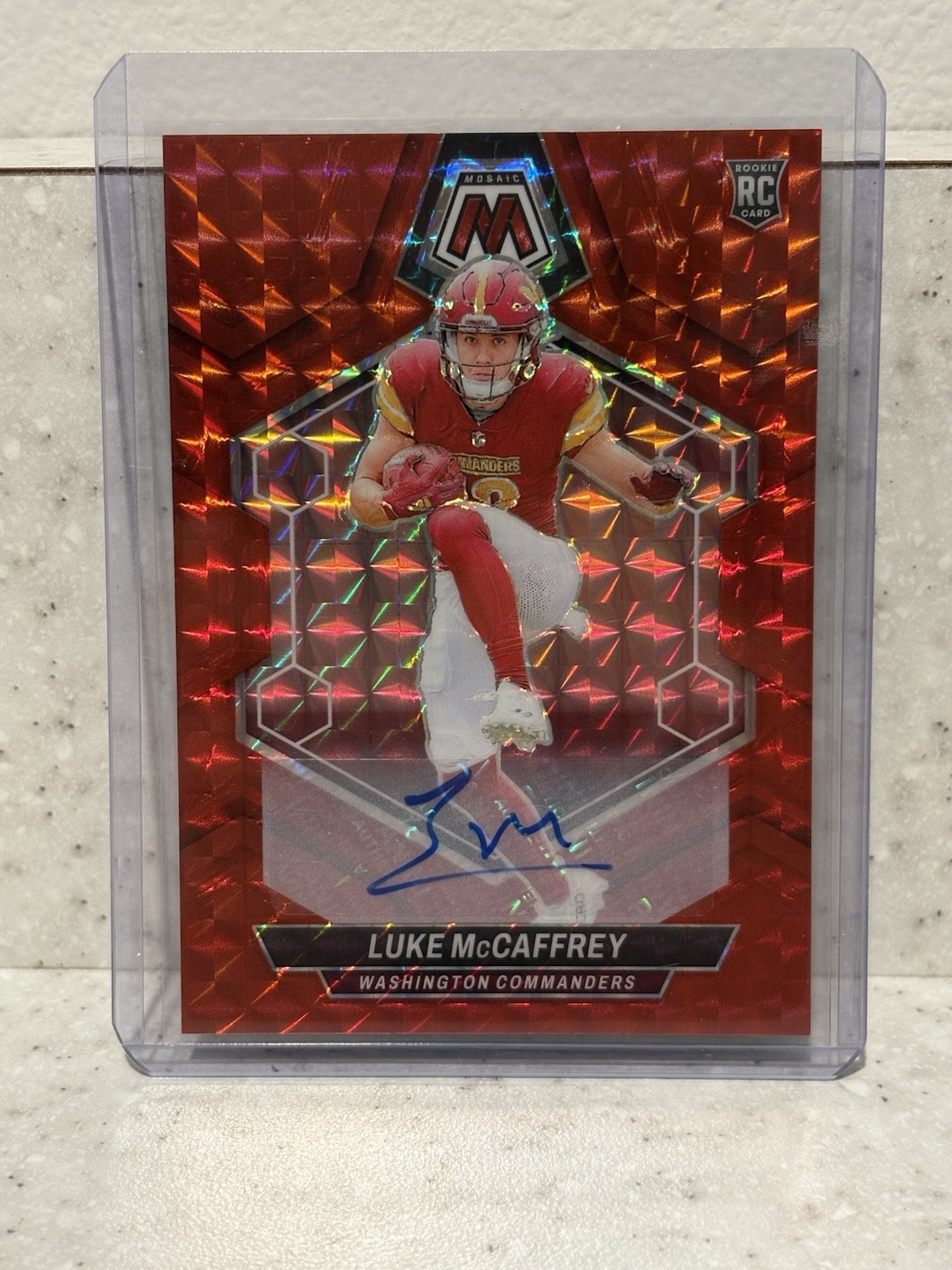 2024 Panini Mosaic Luke McCaffrey Rookie Red Prizm Auto /199 RC #376