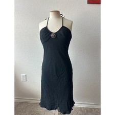 Y2k Express Black Halter Silk Dress