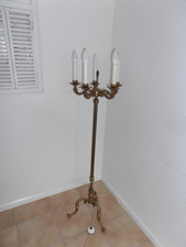 alte 5-Arm Stehlampe Leuchter Messing 5-flammig 137cm E14 Bodenschalter