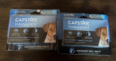 2 CAPSTAR Fast Acting Oral Treatment for Small Dogs (2-25 lbs) 6 Doses EXP 2027