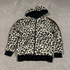 Dixie Leopard Print Zip Up Hoodie Girls XL Shimmer Stripe Sleeve Y2k Streetwear