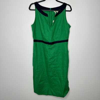 with tags BODEN Oriel 100 Linen Dress Green Navy Blue 10 G1N