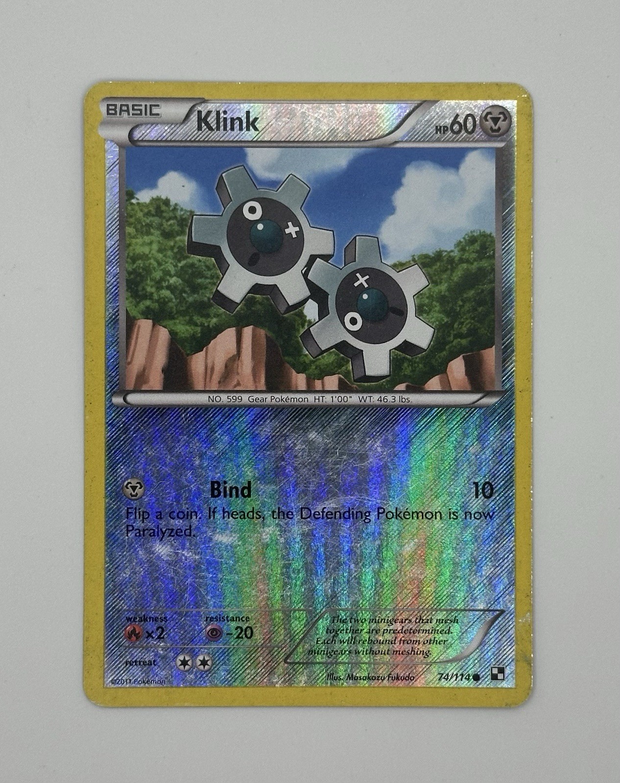 Pokemon TCG 74/114 Klink Black & White Reverse Holo LP