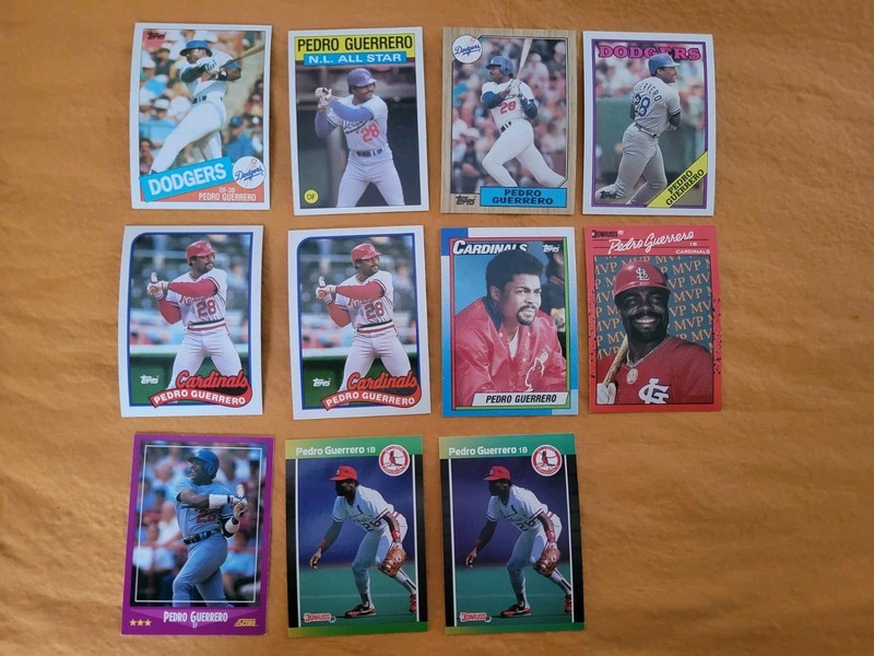 11 Card Lot Pedro Guerrero Dodgers, Cardinals- Excellent condition