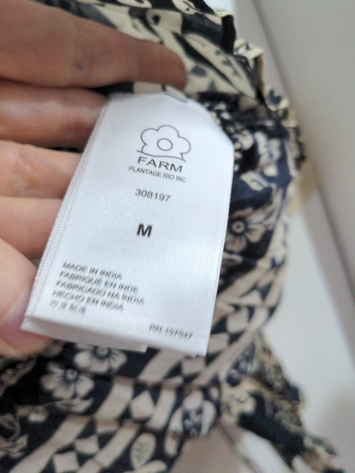 ФЕРМА RIO черный и бежевый цветочный ара льняной смеси рубашка размер M новый без ЯРЛЫКОВ - Изображение 3 из 4