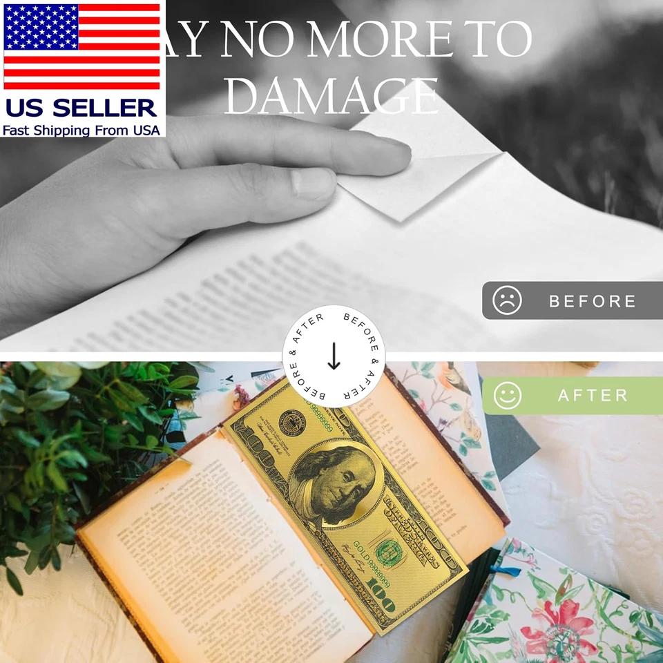 Billete de dólar de oro - Billetes coleccionables de $100 para marcadores, decoración ($100 (S Foto 3 de 4