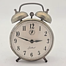 4" Wide Gabriel Robertshaw Lux Vintage Brass Twin Bell Alarm Clock "Not Working"