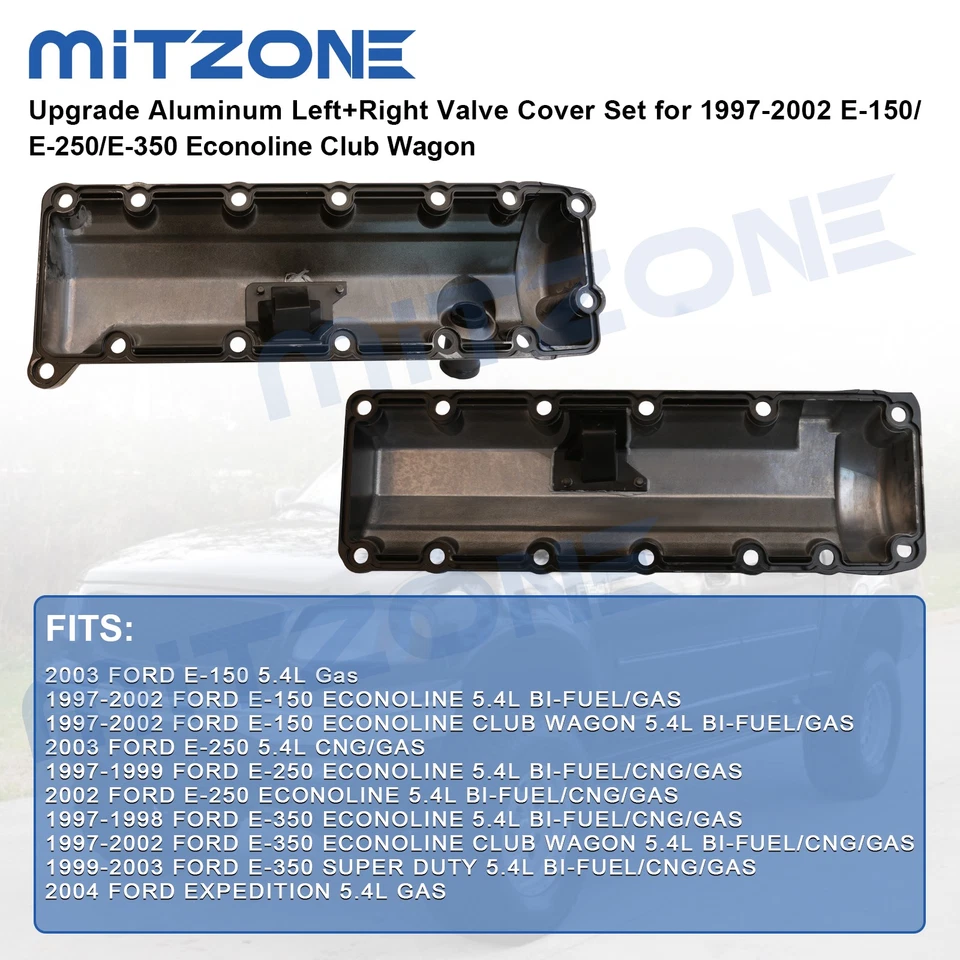 2PCS Aluminum Valve Cover Set for 97-02 E-150/E-250/E-350 Econoline Club Wagon🚗 - Image 3 of 4