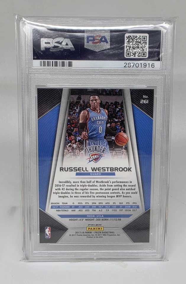 Russell Westbrook 2017 Panini Prizm Green Wave PSA 10 Foto 2 de 2