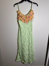 RIXO For Target Leopard Print Ruffle Slip Dress Size M MIDI Party Cocktail